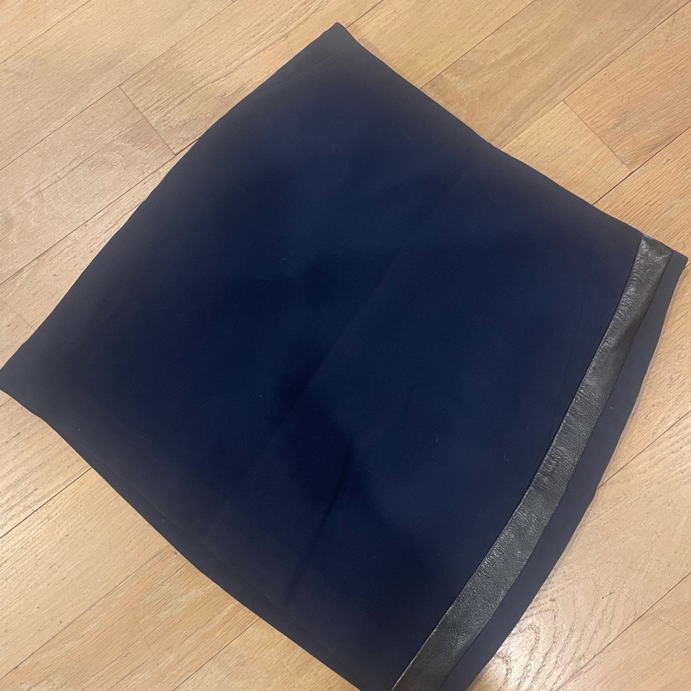 Sandro navy mini skirt with black leather